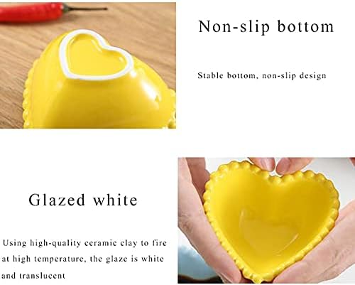 Appetizer Bowls Ceramic Heart Shape Sauce Dish Sushi Kitchen Dipping Bowl Appetizer Plates Porcelain Serving Dish Seasoning Dishes Set of 4 (3.15inch) Salad Bowls