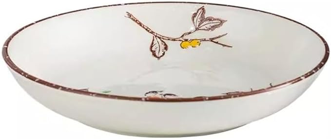 Kitchen Plates Japanese Retro Ceramic Plate Deep Plate Dinner Plate Home Restaurant Rice Bowl Soup Plate Japanese Tableware Restaurant Plates(5)
