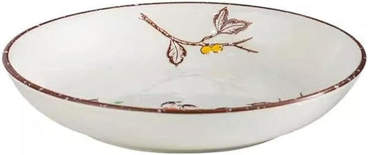 FEELIN Modern Large Dinner Plates Japanese Retro Ceramic Plate Deep Plate Dinner Plate Home Restaurant Rice Bowl Soup Plate Japanese Tableware Stackable Dinner Plates(Color:5)
