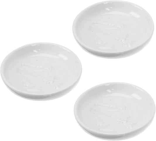 PRETYZOOM 3pcs Ceramic Dip Dish Condiment Plates for Sauces Vinegar and Appetizers Creative Flavored Sauce Bowls for Dipping Serving and Table Decoration