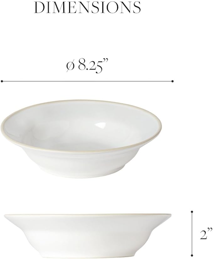 Costa Nova Ceramic Stoneware 8'' Soup Pasta Plate - Beja Collection, White & Blue | Microwave & Dishwasher Safe Dinnerware | Food Safe Glazing | Restaurant Quality Tableware
