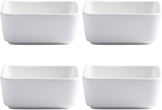 Sizikato 4 pcs Matte Ceramic Square Soy Sauce Dipping Bowls Side Dishes for Snack Sushi Fruit Appetizer Dessert. 3.5 Inches