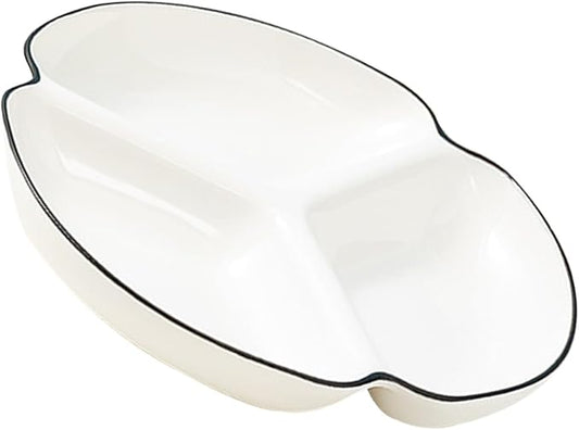 Zerodeko Ceramic Plates Divided Dinner Plate Sections for Salad Dessert Dish Serving