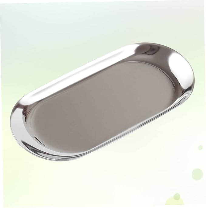 Nordic Style Jewelry Storage Serving Tray Large Silver Trinket Holder Metal Snack Dish