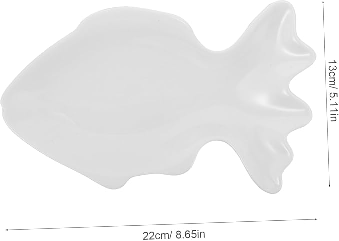 Fish Shaped Ceramic Sushi Plate White Appetizer Platter Dessert Plates