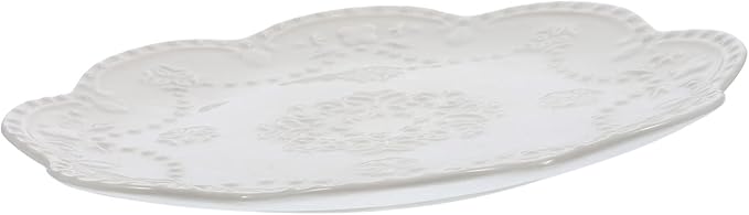 Ceramic Steak Plate Round Textured Serving Dish for Pasta Dessert and Appetizers for Family Gatherings Parties and Weddings Break-resistant and Easy to Clean