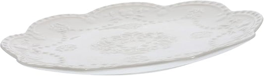 Ceramic Steak Plate Round Textured Serving Dish for Pasta Dessert and Appetizers for Family Gatherings Parties and Weddings Break-resistant and Easy to Clean