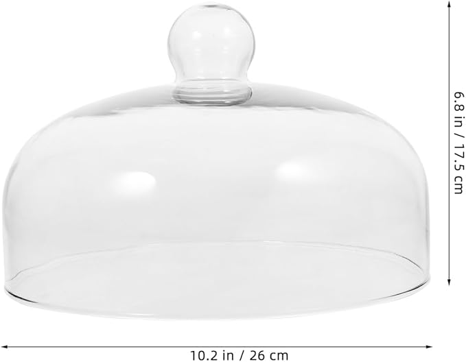 Housoutil Glass Cake Dome Cover, 10 Inch Clear Round Cake Cover, Glass Dessert Dome Lid for Kitchen, Birthday, Weddings, Party, Appetizer Dessert & Cheese Serving Platter