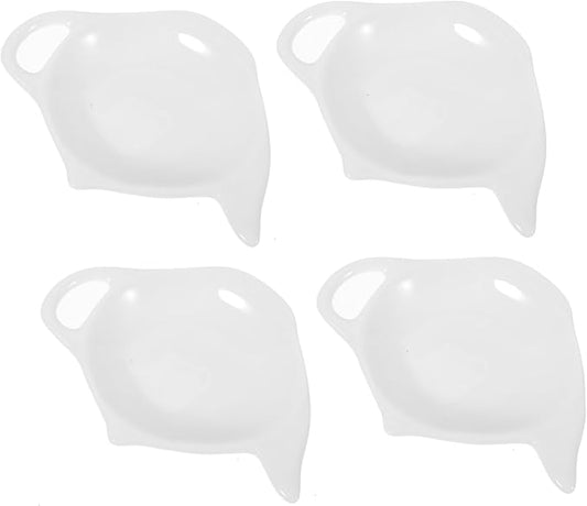 PRETYZOOM 4pcs Practical Ceramic Snack Plate Small Bowls Sauce Dish White Multi-use for Dipping Appetizers Desserts Family Restaurant