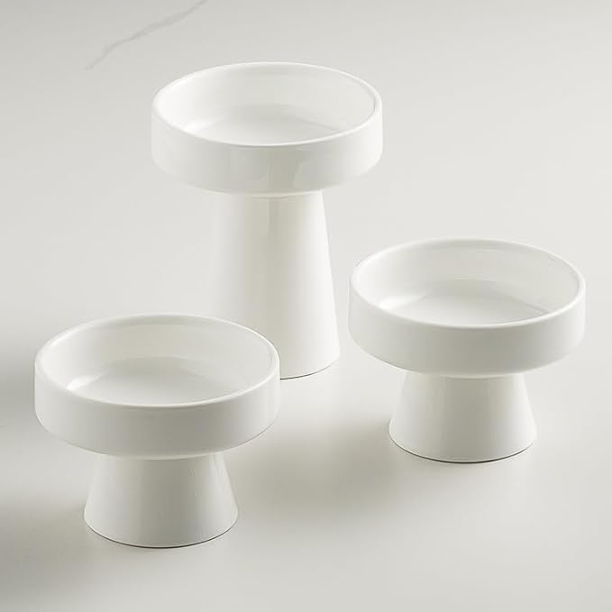 Kitchen Plates Ceramic Snack Bowl Dessert Cake Ice Cream Household High-foot Dried Fruit Plate Hotel Restaurant Tableware Restaurant Plates(4.5 in 2)