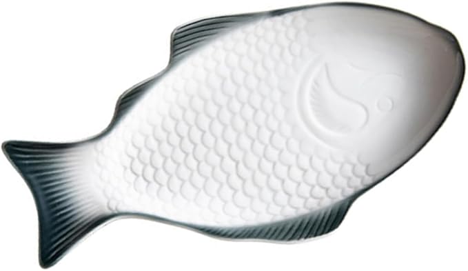 Zerodeko Ceramic Fish Shaped Dish Dark Green Creative Plate for Snacks Appetizers for Home Dining Parties and Restaurants Multi-functional Tableware