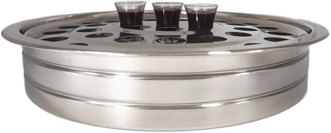 2 Pcs Communion Cup Trays for Church Service,2 Stackable Communion Serving Trays,Church Communion Trays Serving Ware Sets W/ 160pcs Disposable Cups