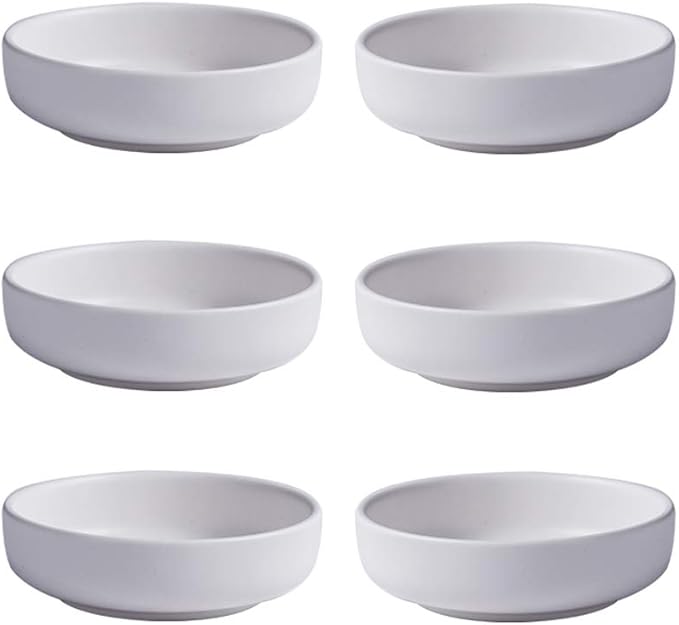 Colias Wing 3.5 Inch Simple Style Single Color Pattern Stylish Design Multipurpose Porcelain Side Dish Bowl Seasoning Dishes Soy Dipping Sauce Dishes-Set of 6-Black/Blue/White