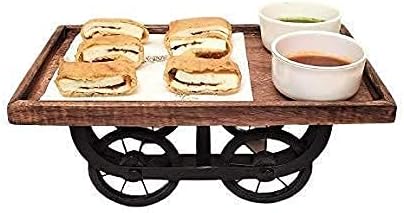 Wooden Platter/Thela Trolley/Thela Serving Tray Snack Platter Tray | Serving Tray| Multipurpose Tray| Tray Decoration| Tray for Storage| Great Gift as Table Decor