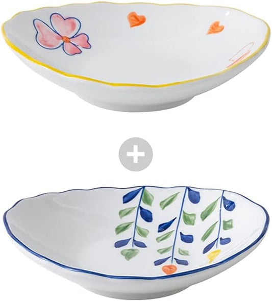 Appetizer Bowls 6 inch Ceramic Dessert Dishes Sauce Dish Soy Sauce Dipping Plates Snack Appetizer Side Dishes Serving Dish Japanese Style Dinnerware Set Salad Bowls (Color : D)