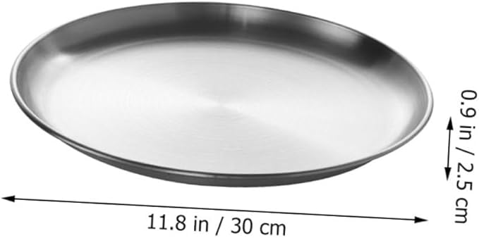 Alipis Stainless Steel Round Pizza Serving Tray Buffet Plate for Food Dessert Appetizers Easy to Clean Polished Finish for Daily Use Special Occasions