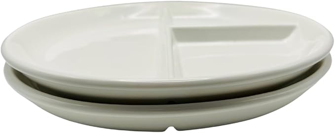 Divided Porcelain Plate – 9-Inch Portion Control Plate for Balanced Eating – Microwave & Dishwasher Safe, White
