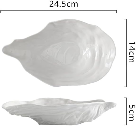 Kitchen Plates 7.5-inch Creative White Oyster Shell Ceramic Plate Household Appetizer Tableware Simple Western Restaurant Dish Commercial Restaurant Plates(9.5 in)