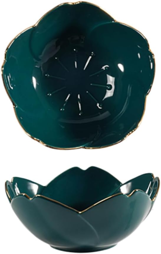 Flower Shape Porcelain Sauce Dish Dark Green Ceramic Dipping Plate Condiment Bowl
