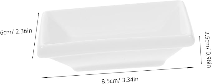 Ciieeo 6 Pcs Snack Dish Seasoning Dish Rectangular Small Rectangle Appetizer Plate with Condiment Soy Sauce Plate Condiment Serving Tray Snack Tray Appetizer Serving Dish White re-usable