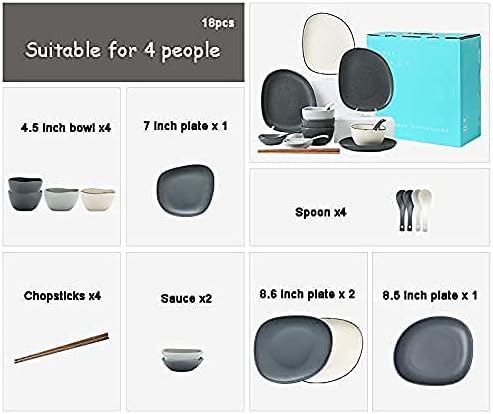 Dinnerware Sets, Nordic Style Irregular Porcelain Tableware Set with Plates Bowls and Dish, Ceramic Dinner Set for Home Kitchen and Dinning, Microwave Dishwashe