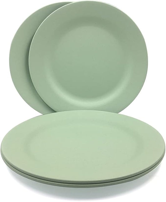 4 Pack 13 Inch Extra large Size Dinner Plate Sets, Delicious Pasta Plates, Unbreakable Dishes, Lightweight Salad Dinnerware, Reusable Dessert Tableware (33cm Green)