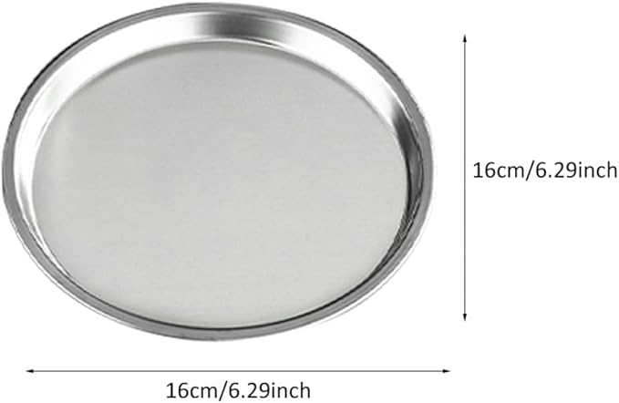 Stainless Steel Pastry Serving Tray and Snack Holder Set with Bracket, 6 Modern Silver Bbq Plates for Food Presentation and Dining, Includes 1 Storage Rack for Restaurant and Home
