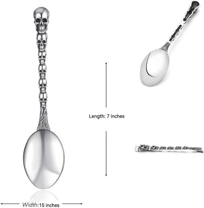 Stainless Steel Flatware Tableware Modern Look Great Gifts For Halloween Easter and Christmas (Silver, SKULLS)