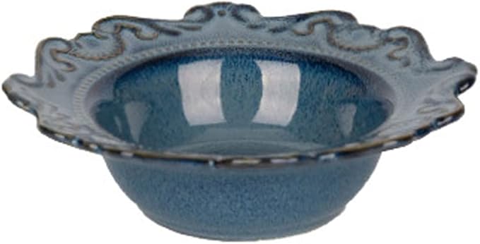 Cutlery Set Retro Ceramic Tableware Dishes Set European Relief Western Dinnerware Dish Salad Bowl Soup Noodles Bowl Dinnerware Series (Color : Blue Size : Style4) (Blue Style4) (Blue Style3)