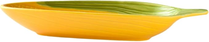 Zerodeko Handpainted Ceramic Corn Plates with Shape for Snacks Appetizers and Desserts Serving Trays with Non-Slip Bottom Microwave and Dishwasher Safe