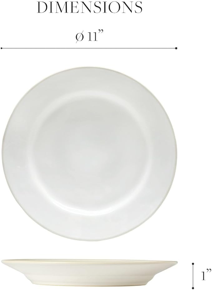 Costa Nova Ceramic Stoneware 11'' Dinner Plate - Beja Collection, White & Cream | Microwave & Dishwasher Safe Dinnerware | Food Safe Glazing | Restaurant Quality Tableware