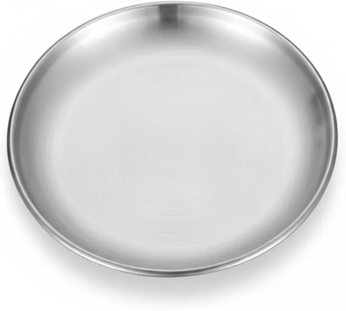 Pizza Pan 12 Inch (30cm) - XAUZIX Stainless Steel Round Serving Tray, Shallow Pizza Plate for Oven Baking, BBQ, Fruits, Party Platters - Dishwasher Safe