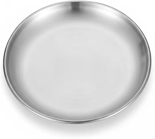 Pizza Pan 12 Inch (30cm) - XAUZIX Stainless Steel Round Serving Tray, Shallow Pizza Plate for Oven Baking, BBQ, Fruits, Party Platters - Dishwasher Safe