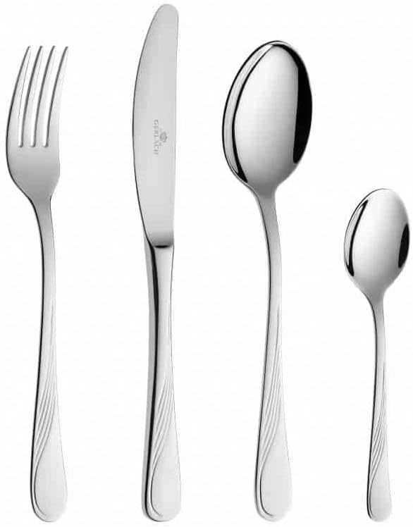 Gerlach G01-004AP-ZEST-24PU-S1S1-01 Flatware Serving Set with 24 Pieces Celestia Box and shine-G01-004AP-ZEST-24PU-S1S1-01, Stainless Steel, Silver high-Gloss