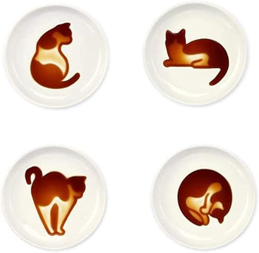 123Arts 4pack Ceramic Cat Relief Seasoning Dishes Relish Plate Appetizer Plates