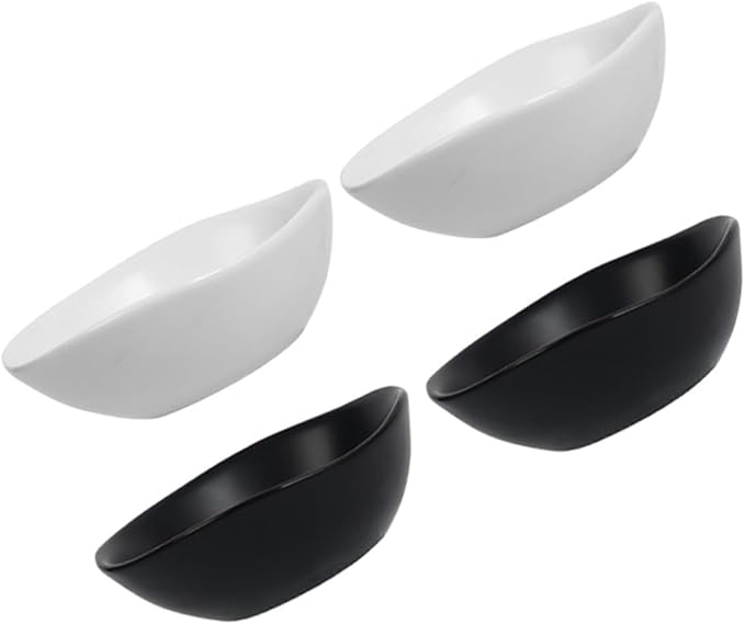 4pcs Ceramic Sauce Plates Multifunctional Dipping Dishes for Soy Sauce Vinegar and Condiments Appetizers Seasoning and Snacks Black White