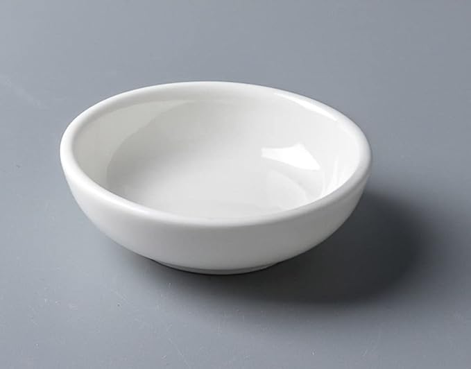 4pcs White Ceramic Seasoning Dishes Dipping Bowls Appetizer Plates,3 inch