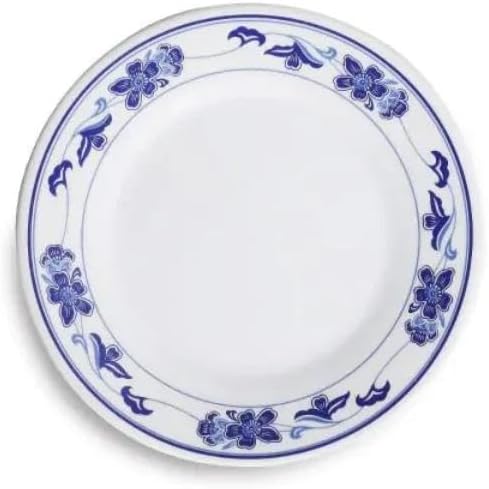 PO-1010 10 in. Melamine Round Plate with Chinese Style Blue
