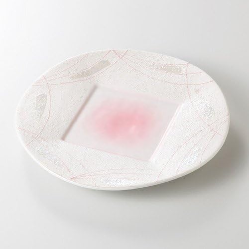 せともの本舗 Luster Pink Line Appetizer Plate, 9.6 x 1.2 inches (24.5 x 3 cm), 25.3 oz (715 g), Appetizer Dish, Restaurant, Commercial Use, Japanese Tableware,