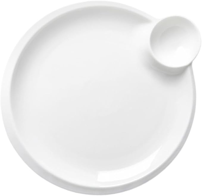 GLEAVI Ceramic Divided Dipping Sauce Plate for Dumplings and Sushi Multi-functional Chips Dish Home Accessory Easy to Clean for Appetizers and Condiments