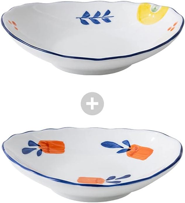 HEXEH Salad Plate 6 inch Ceramic Dessert Dishes Soy Sauce Dipping Plates Snack Fruit Appetizer Side Dishes Serving Dish Japanese Style Dinnerware Set (2pack) Plastic Plate (Color : A)