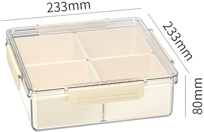 Divided Serving Tray With Lid,45 Compartments Snack Box,For Candy,Nuts, Cookies,Fruit, ABS Plastic,White(Milk white - square)
