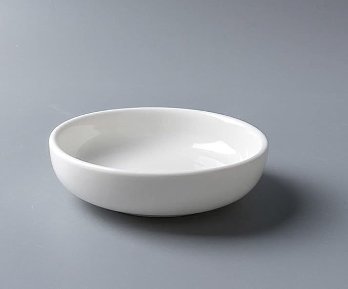 4pcs White Ceramic Seasoning Dishes Dipping Bowls Appetizer Plates,3.8 inch