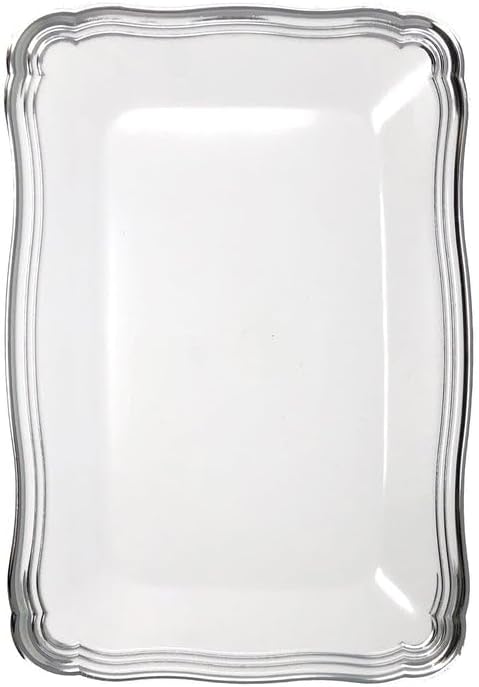 's Aristocrat Collections:13 X 9 inches Rectangular Serving Trays White & Silver Border: BPA Free for All Occasions: 2CT