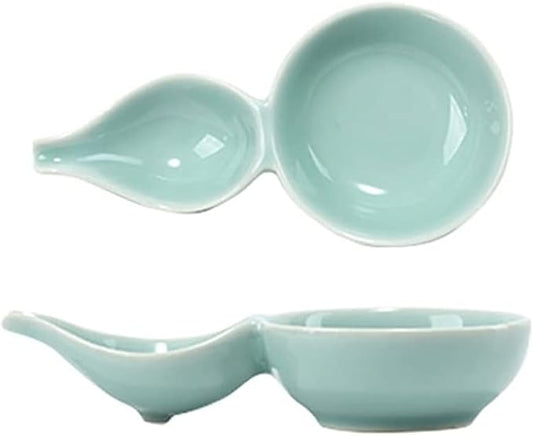 Sauce Dish Gourd shaped Multipurpose Ceramic Sauce Dish Seasoning Dishes Sushi Dipping Bowl Appetizer Plates Serving Dish Saucers Bowl (2 Compartment) Dipping Bowls