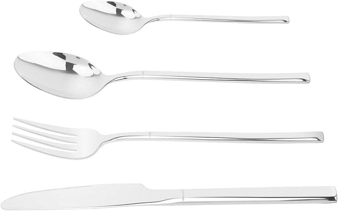 OriGlam Silverware Set, Stainless Steel Flatware Cutlery Set, Eating Utensils Tableware Include Fork Knife Spoon, Dishwasher Safe (Silver)