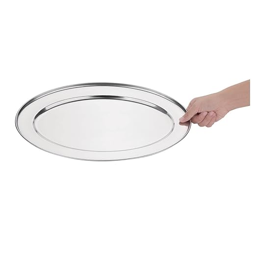 Olympia Oval Serving Tray with Wide Raised Rim Made of Stainless Steel - 455mm