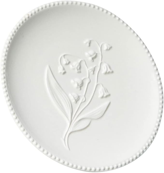 Cabilock American Style Embossed Ceramic Plate Multi-purpose Dish for Steak Desserts Food Storage Tray for Home Use Housewarming