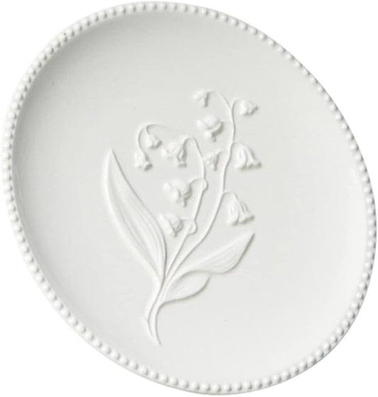 Cabilock American Style Embossed Ceramic Plate Multi-purpose Dish for Steak Desserts Food Storage Tray for Home Use Housewarming