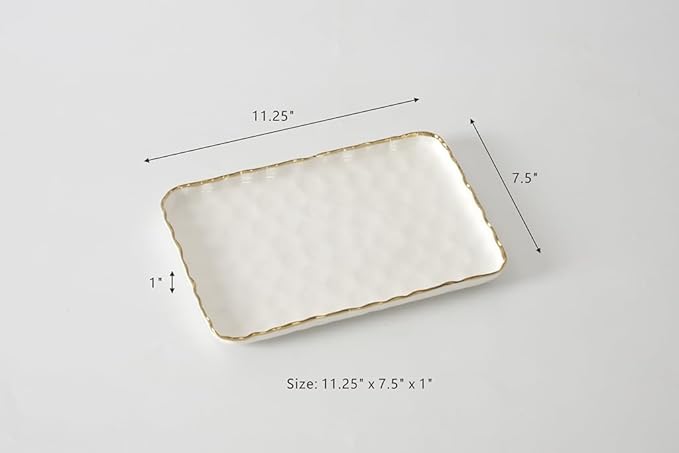 Pampa Bay Portofino Small Rectangular Tray 11.25" x 7.5" x 1" – Decorative Serving Tray for Bathroom, Kitchen, Vanity & Coffee Table